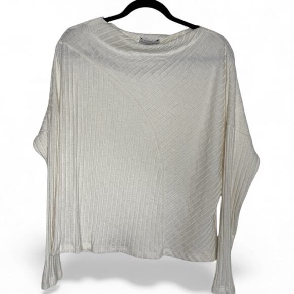 Michael Stars Sweaters - Michael Stars Asymmetrical Ribbed Dolman Sleeve Top Ivory L — Made in USA